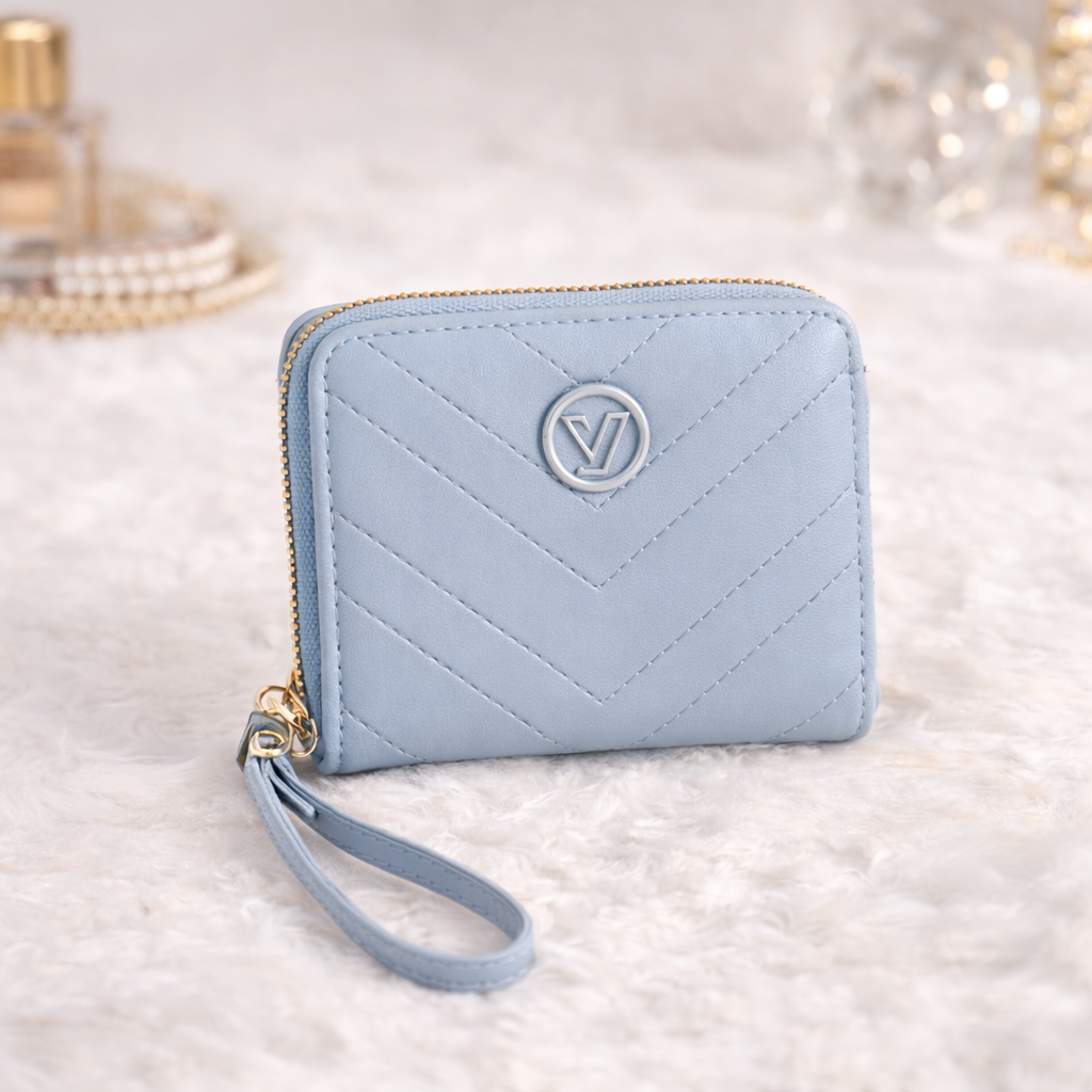 Elegant Blue Quilted Wallet