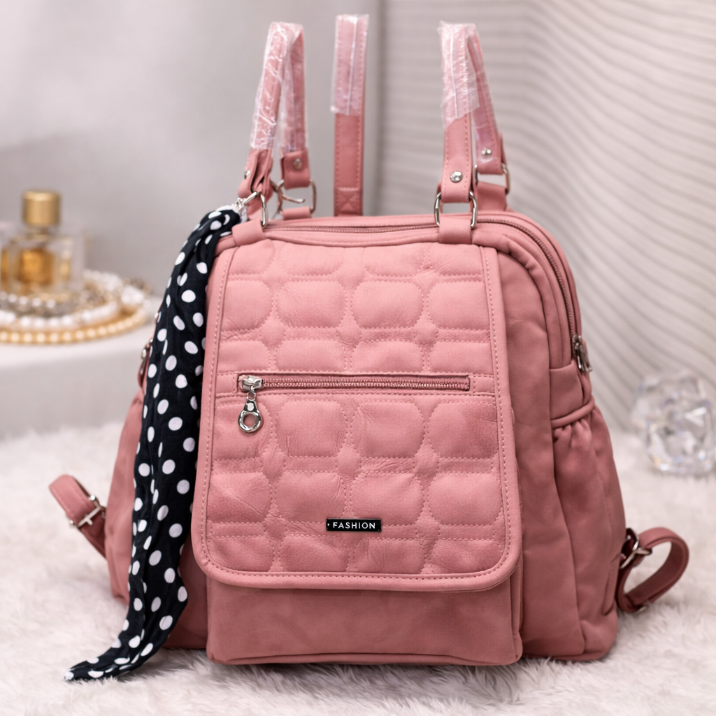 Chic Pink Quilted Backpack