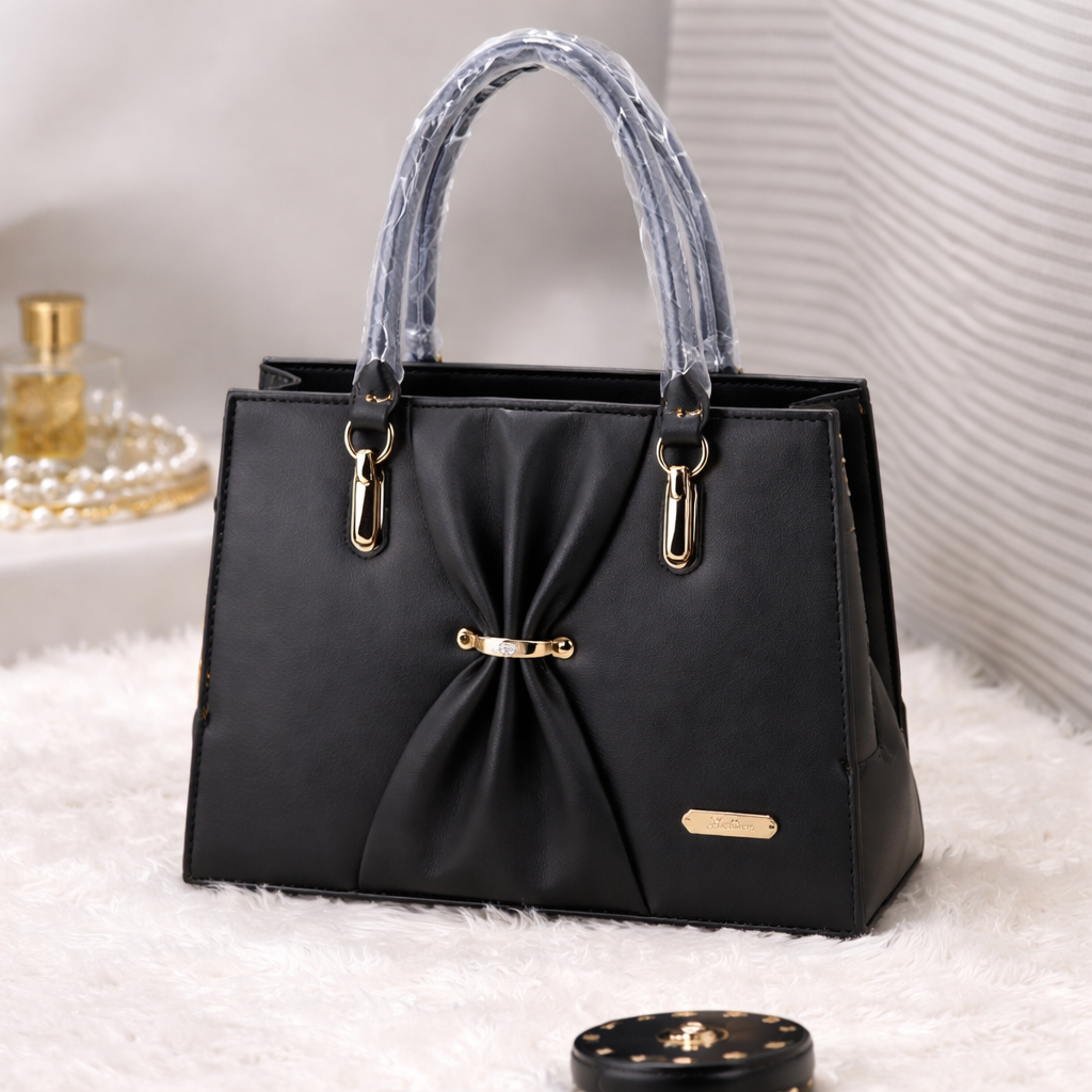 Elegant Black PU Leather Handbag