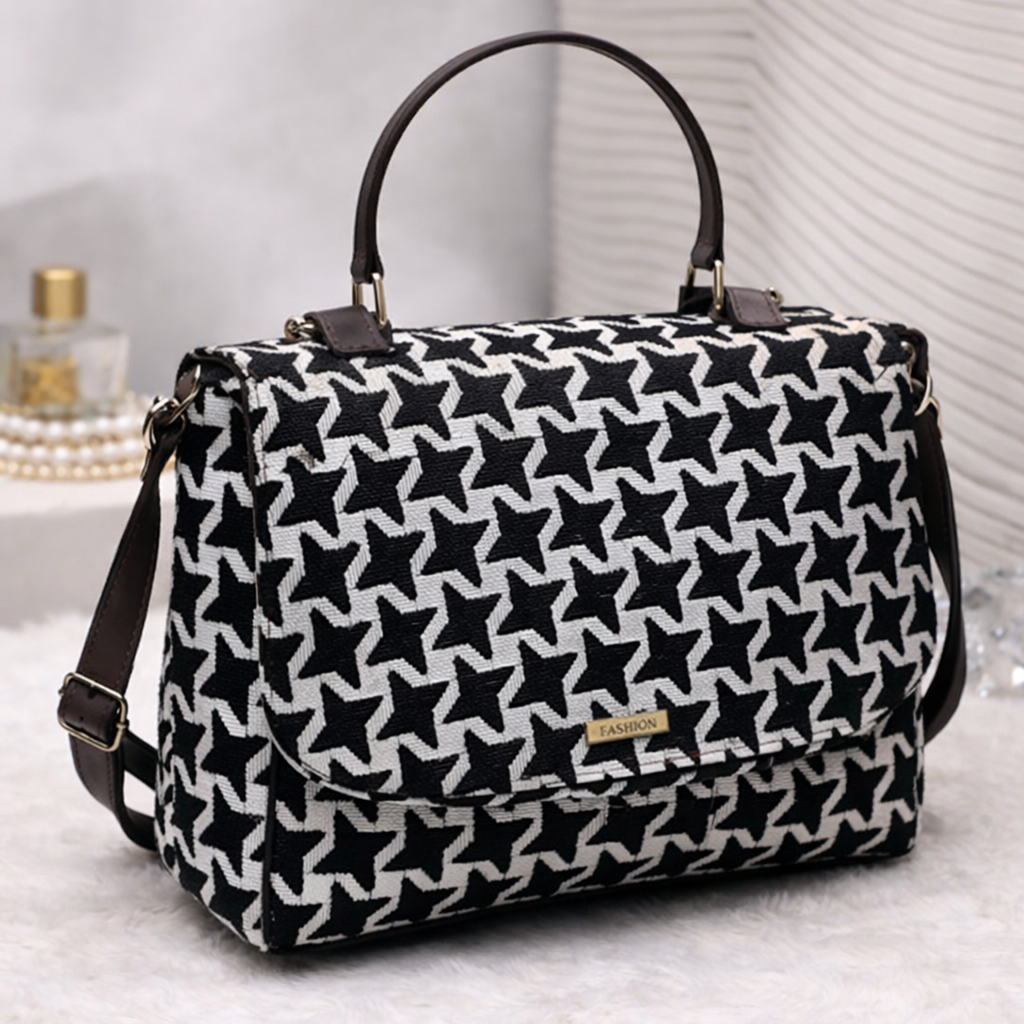 Monochrome Star Pattern Handbag