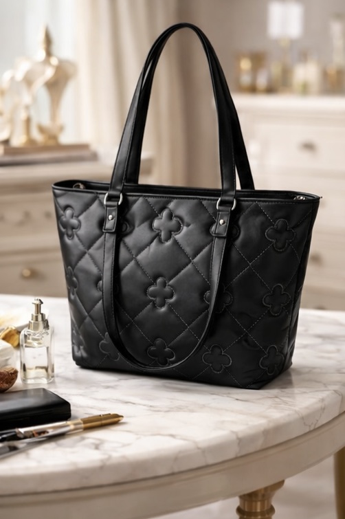 Elegant Black Quilted Hand Bag