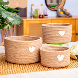 Round cotton rope heart basket