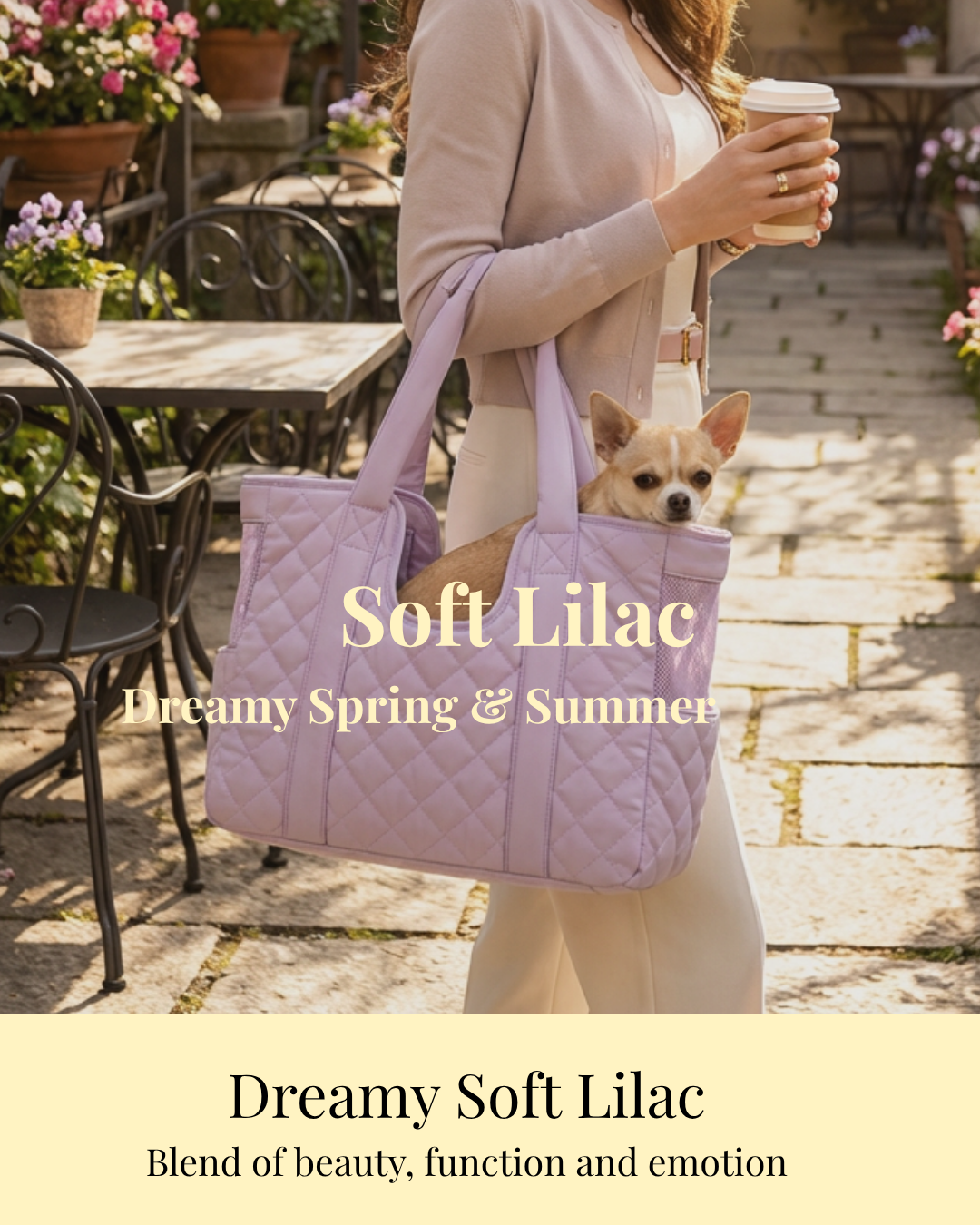 Soft Lilac-Quilted Pet Carrier