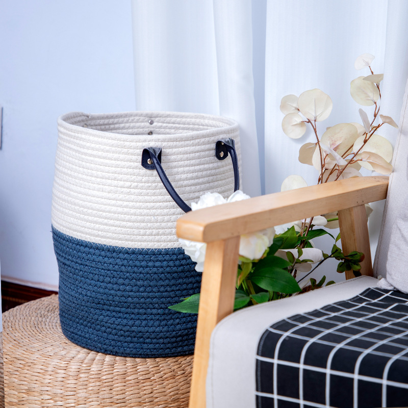 Nordic blue-white rope basket