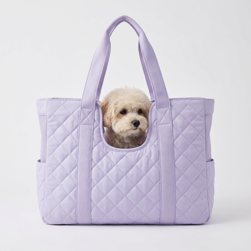 Soft Lilac-Quilted Pet Carrier