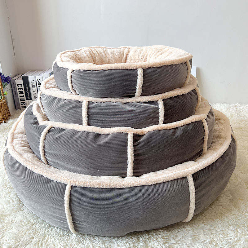 Striped Artificial Lamb's Wool Pet Bed