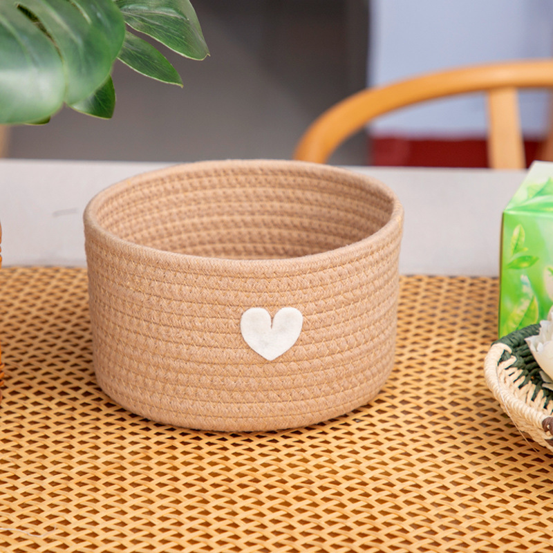 Round cotton rope heart basket