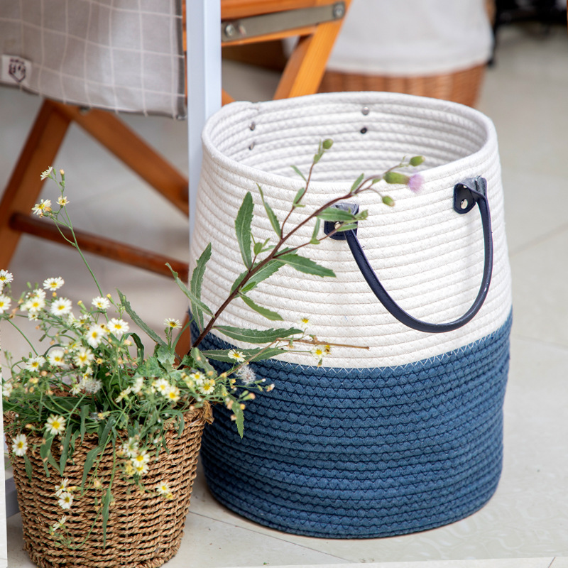 Nordic blue-white rope basket