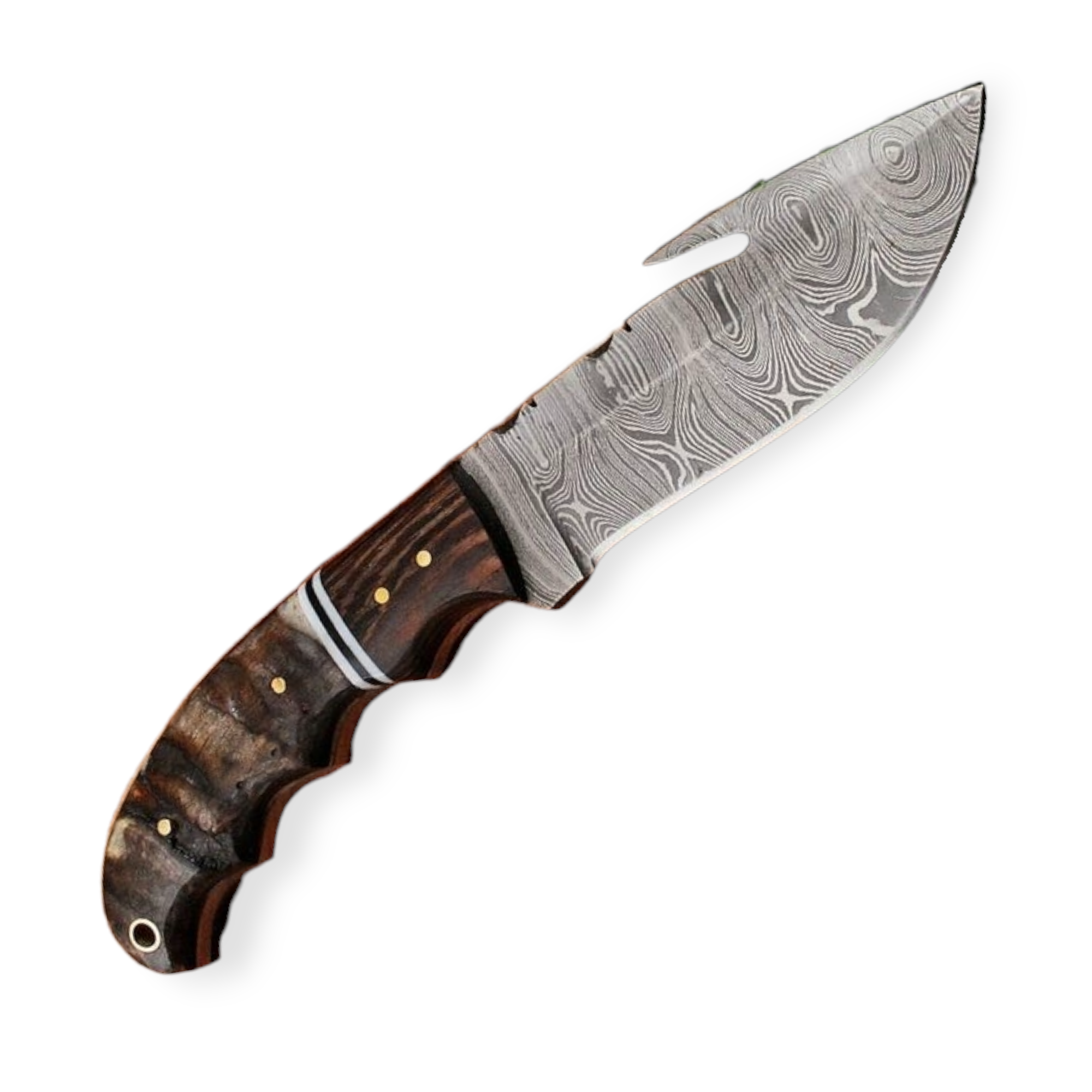 Damascus Steel Guthook Hunting Knife