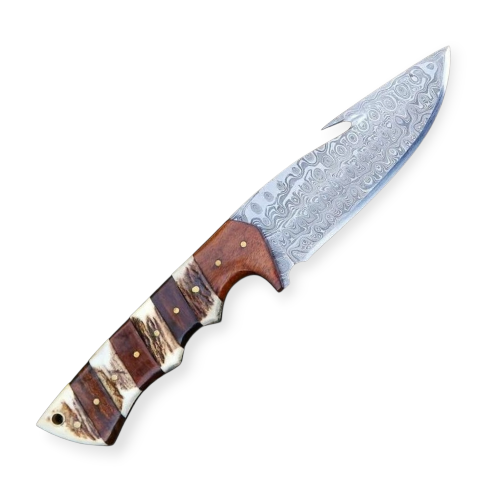Damascus Steel Hunting Guthook Knife