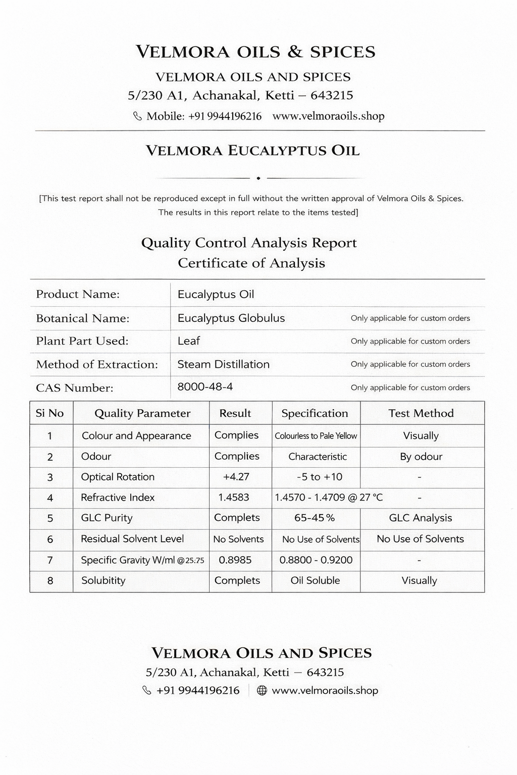 Velmora Eucalyptus Essential Oil