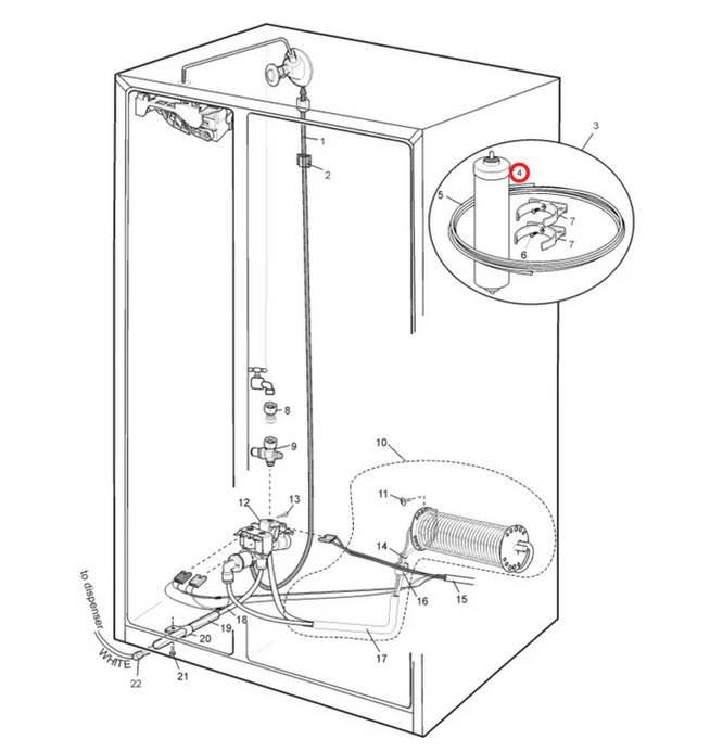 900403940 Electrolux, Westinghouse Fridge External Water Filter - 1450970, ACC139