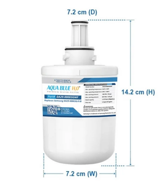 DA29-00003G Samsung Fridge Water Filter  Aqua Blue H2O Premium Water Filter