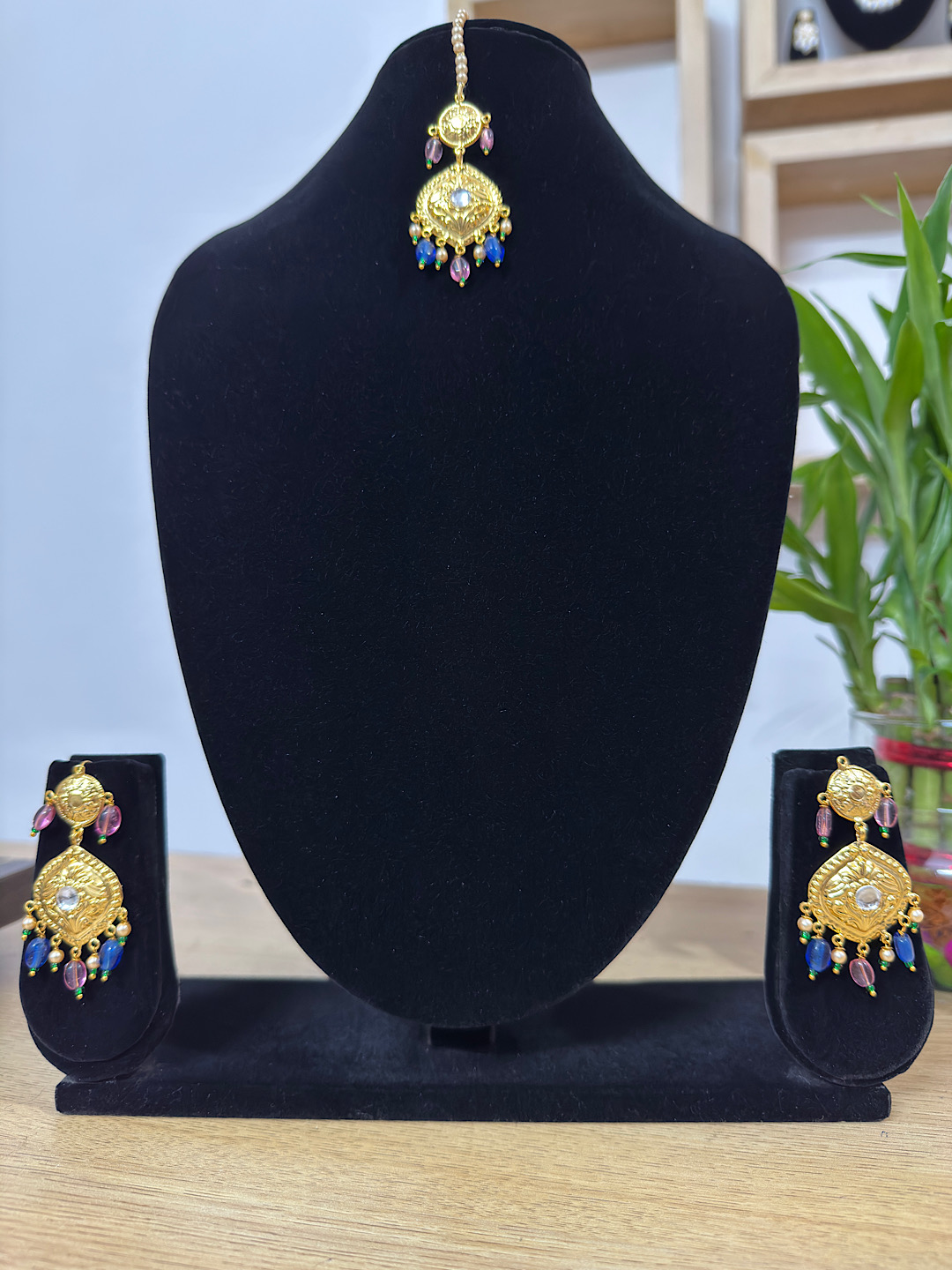 Gold Look Antique Polish Earrings and Tika