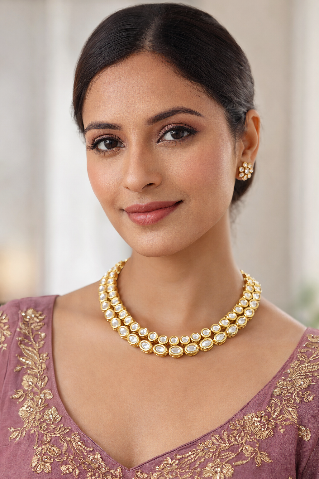 Elegant Kundan Sleek Necklace Set