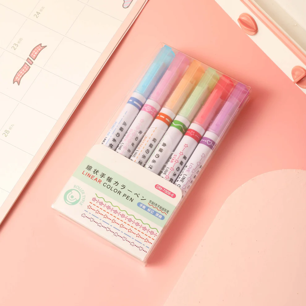 6-in-1 Pattern Roller Linear Color Pen for Kids – Creative Drawing Pen | Birthday Return Gift | Toymi