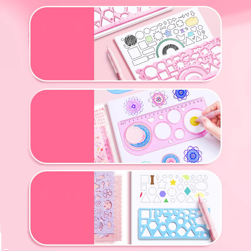 Kawaii Drawing Ruler Set (7+1 Pieces) for Kids – Cute Geometry & Stationery Kit | Birthday Return Gift | Toymi
