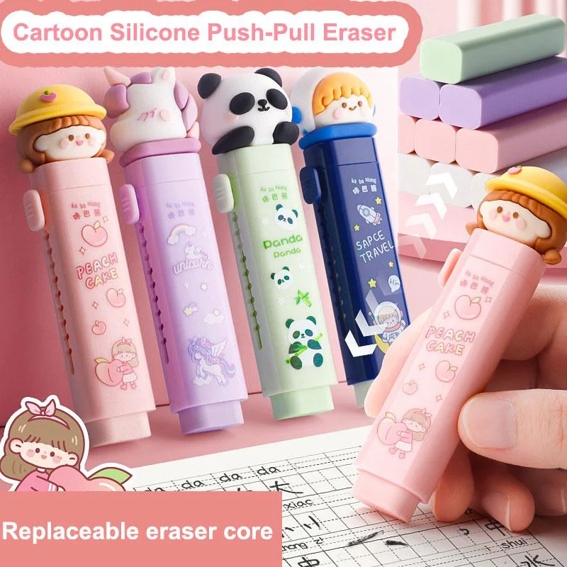 Cartoon Push Pull Sliding Retractable Eraser for Kids – Cute Stationery Return Gift | Toymi