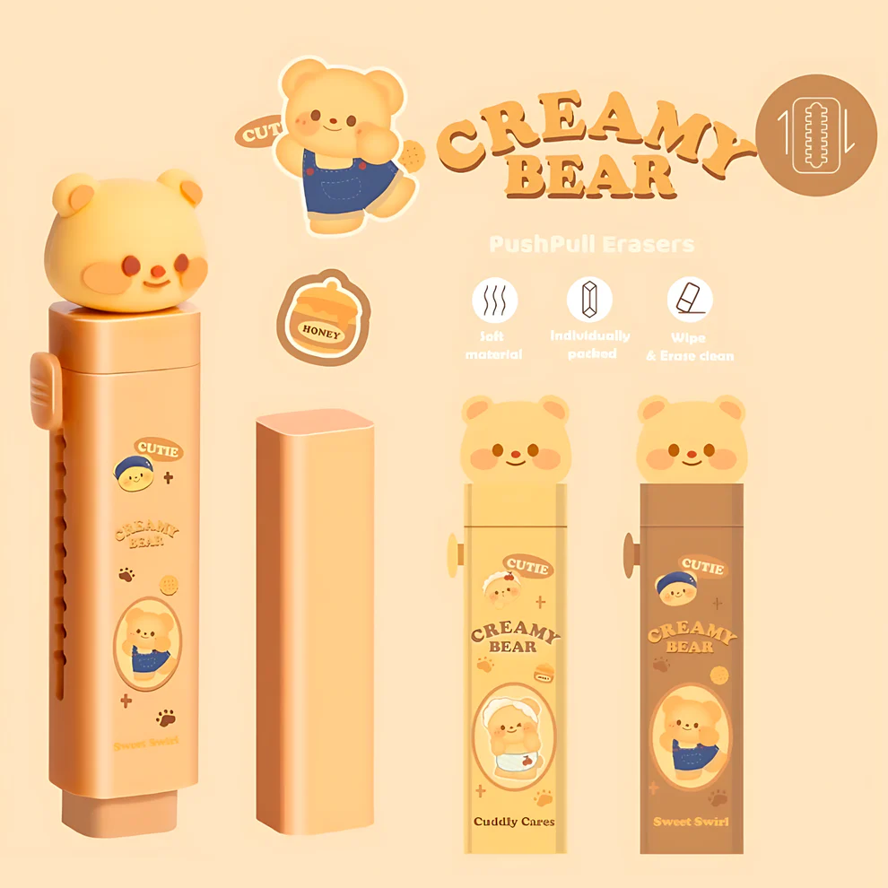 Cartoon Push Pull Sliding Retractable Eraser for Kids – Cute Stationery Return Gift | Toymi