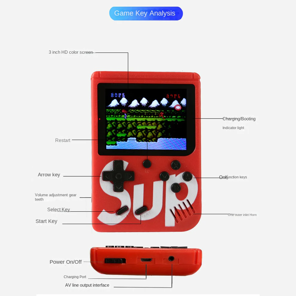 SUP 400-in-1 Retro Game Console – Portable Handheld Video Game Player for Kids | Birthday Return Gift | Toymi