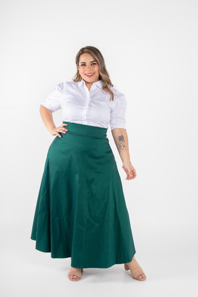 Falda larga verde botella -plus