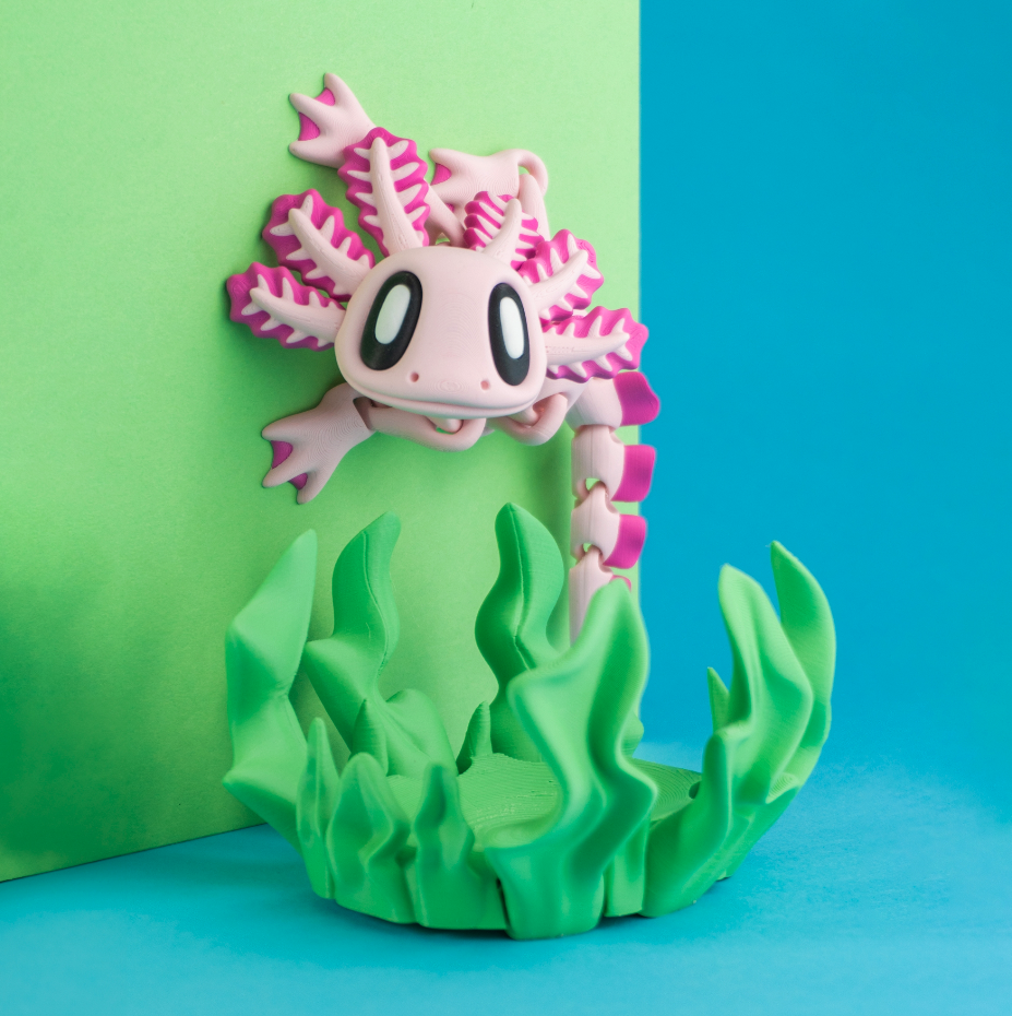Magnetic Axolotl Fidget Toy With Seaweed House Flexible Articulating Sensory Pet Axolotl 