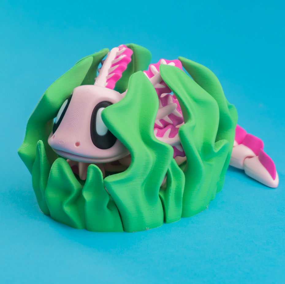 Magnetic Axolotl Fidget Toy With Seaweed House Flexible Articulating Sensory Pet Axolotl 