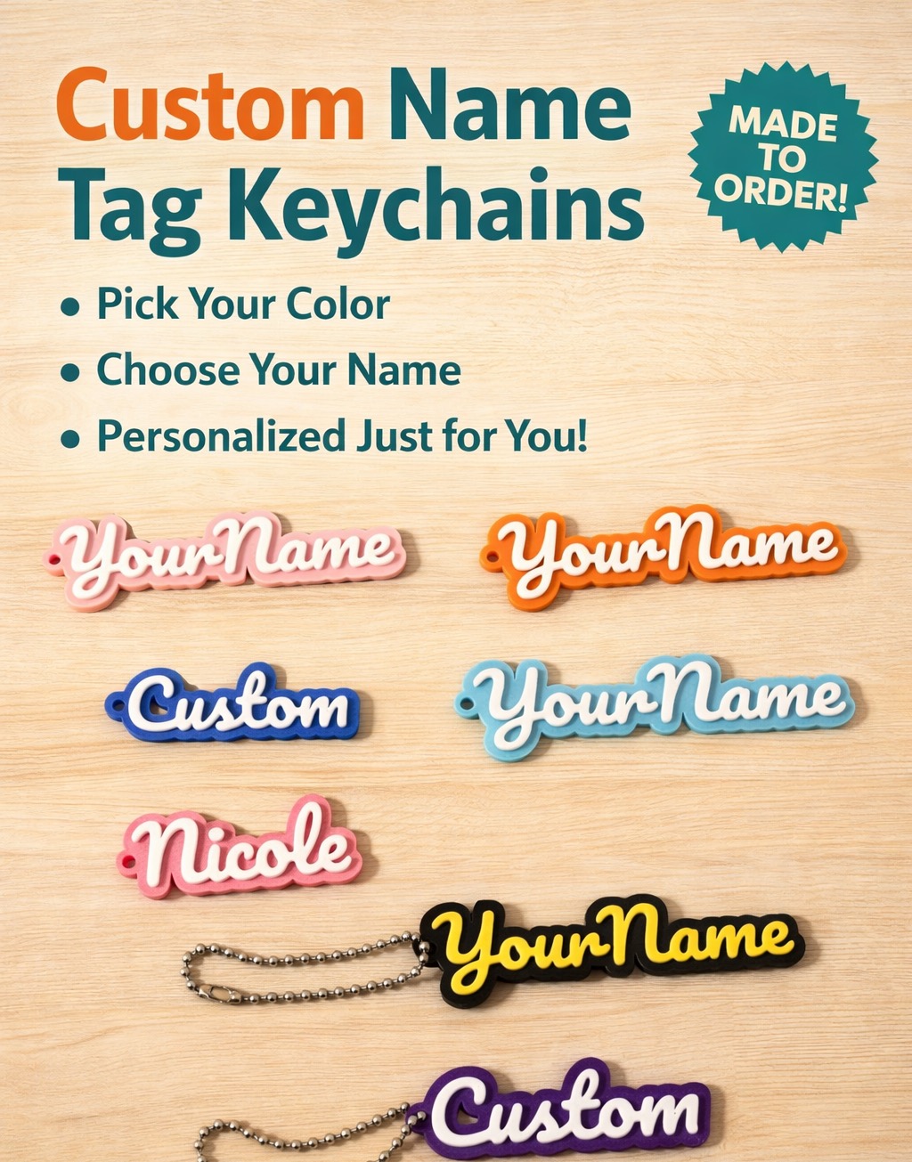Custom Name Tag Keychains