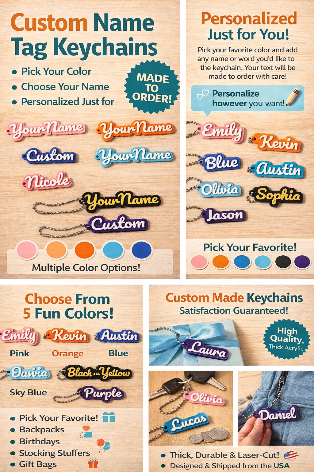 Custom Name Tag Keychains