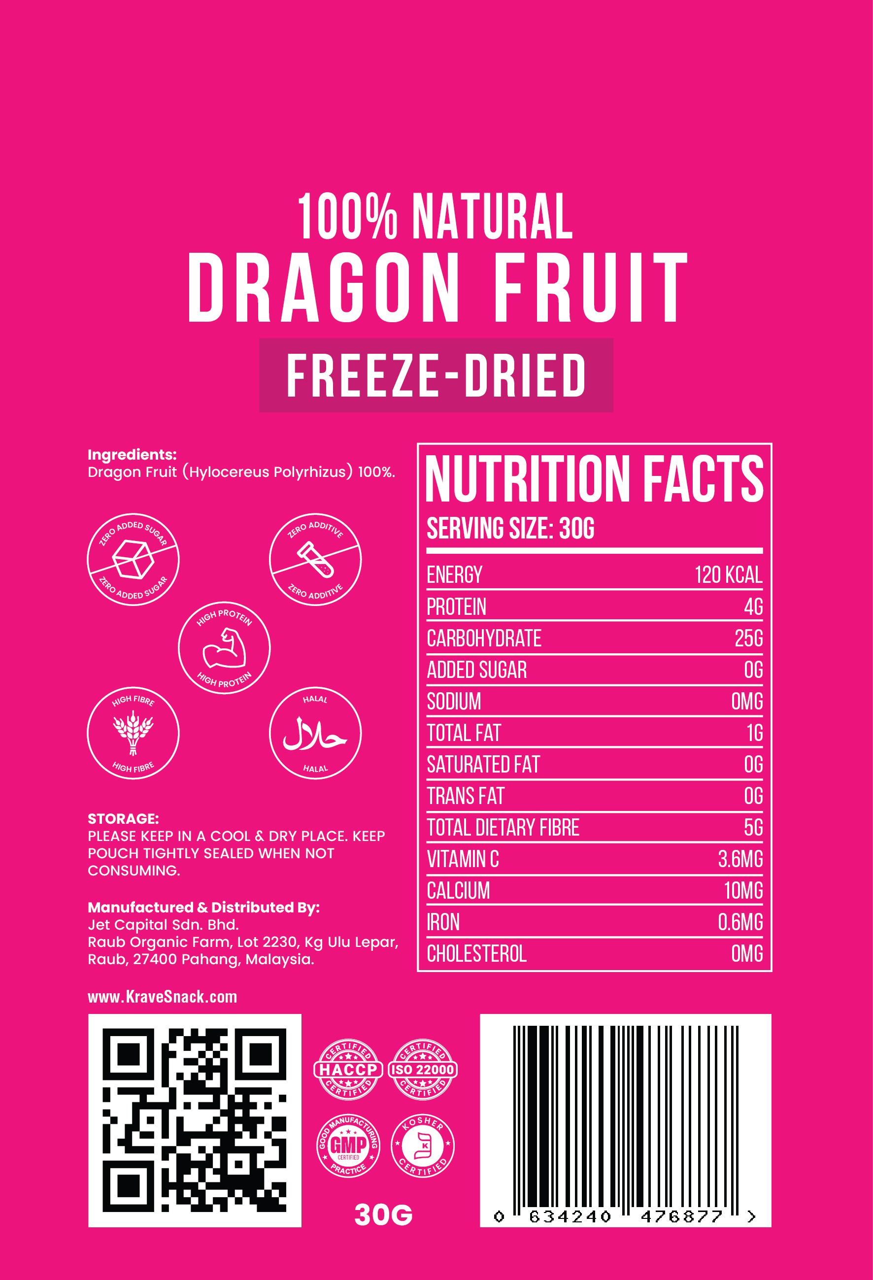 DRAGON FRUIT CRUNCH SNACK (FREEZE-DRIED DRAGON FRUIT)