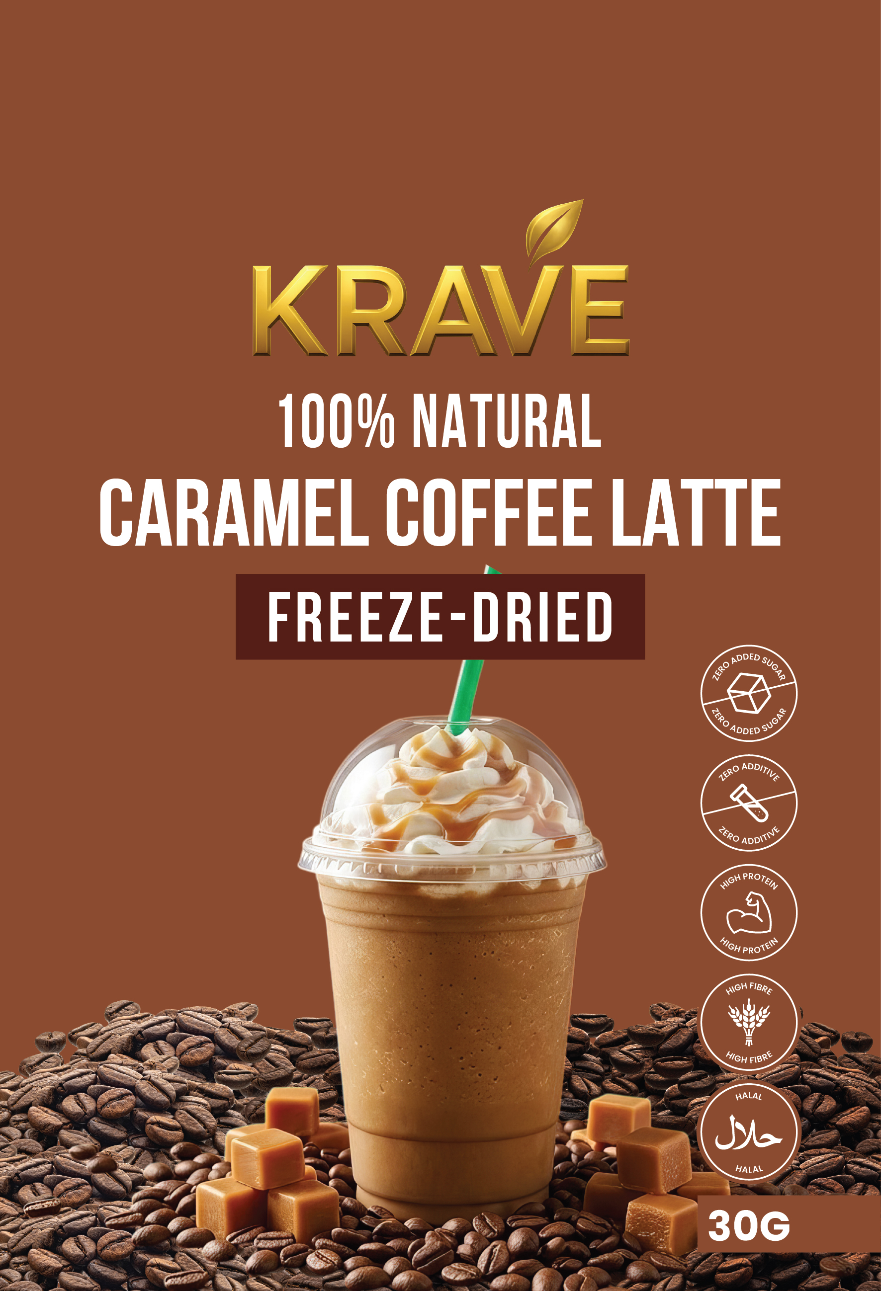 CARAMEL COFFEE LATTE CRUNCH-CUBE SNACK (FREEZE DRIED CARAMEL COFFEE LATTE)