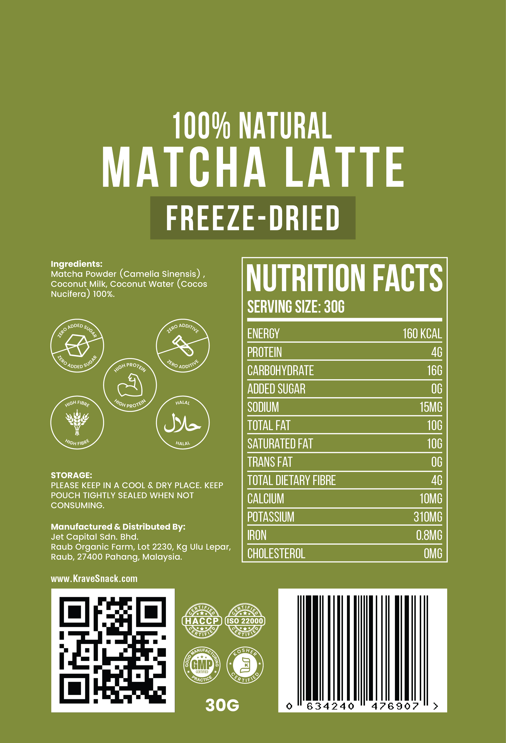 MATCHA LATTE CRUNCH-CUBE SNACK (FREEZE-DRIED MATCHA LATTE)