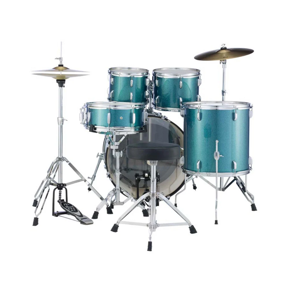 Batería Acústica 5 Piezas Serie Roadshow Bombo 22 Plg - Incluye Hardware, Y Platillos - Aqua Blue Glitter - Pearl - RS525SC/C703AB