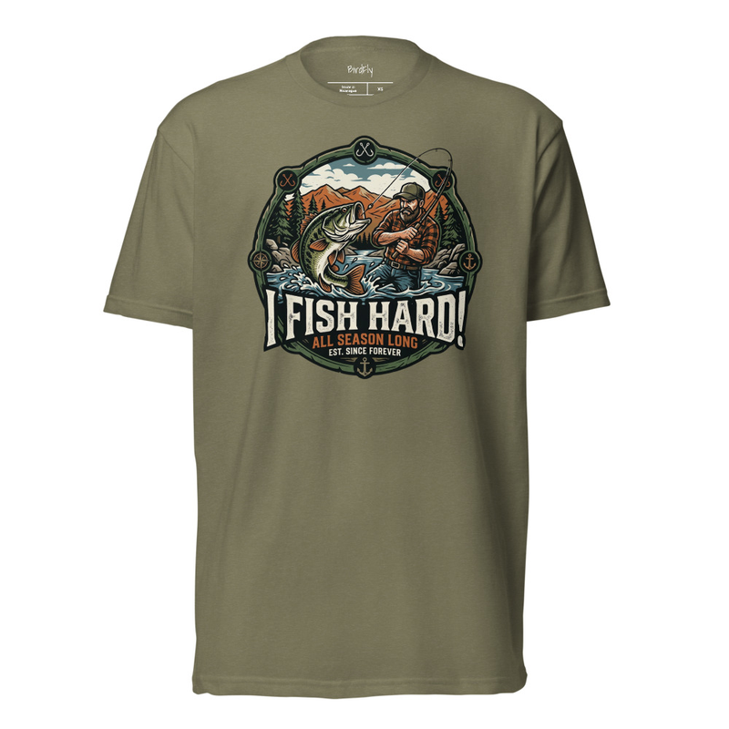 "I Fish Hard!" Next Level Fitted T-Shirt