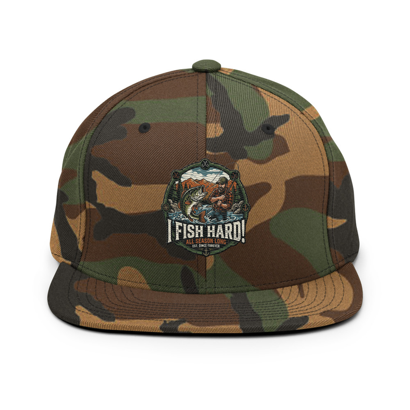 "I Fish Hard!" Snapback Camo Hat
