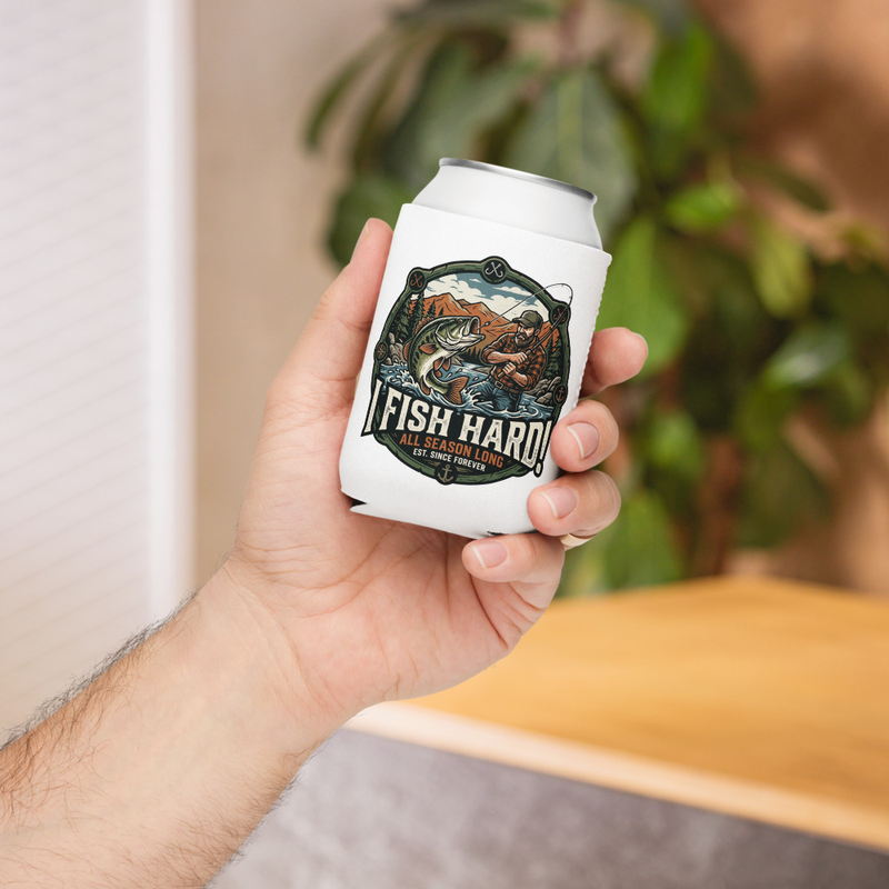 "I Fish Hard" Reg/Slim Can Cooler 