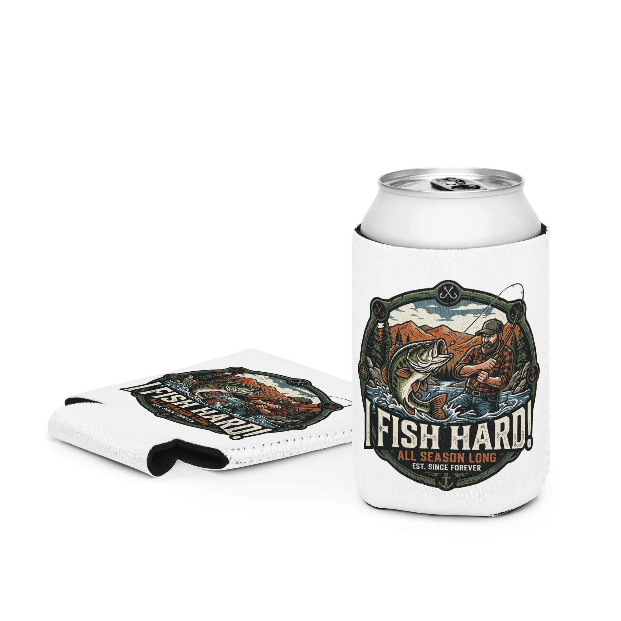 "I Fish Hard" Reg/Slim Can Cooler 