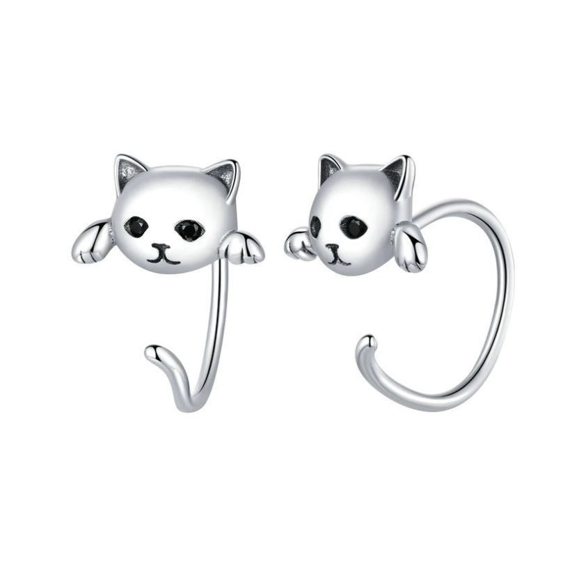 Aretes de Gato Plateados