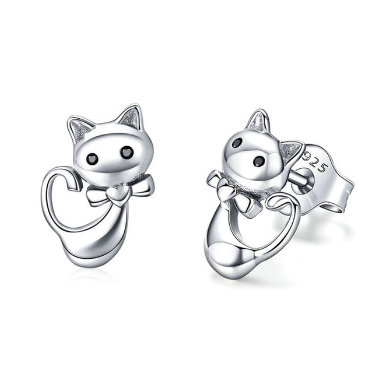 Aretes de gato en plata