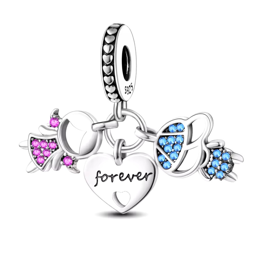 Charm Dije Familia Niños Hermanos Por Siempre En Plata 925