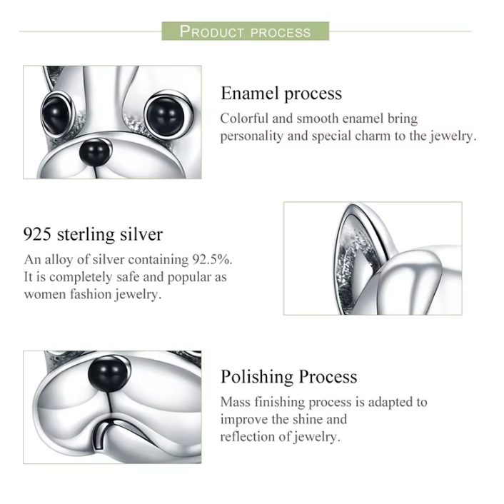 Dije Charm Perro Bulldog Francés Fabricado En Plata 925