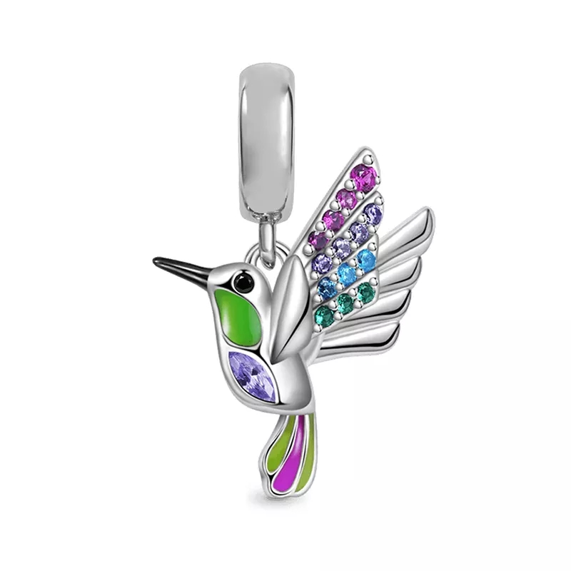 Dije Charm Pájaro Colibrí Fabricado En Plata 925