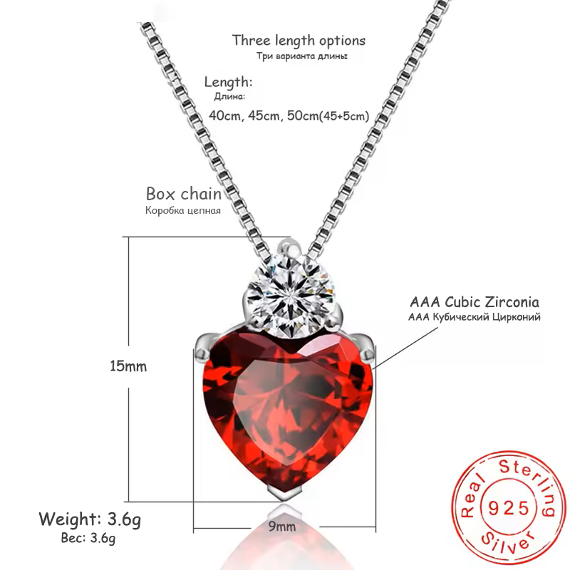 Collar Para Mujer Corazón Fabricado En Plata 925 Con Estuche