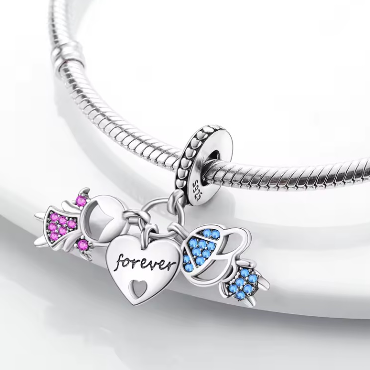 Charm Dije Familia Niños Hermanos Por Siempre En Plata 925