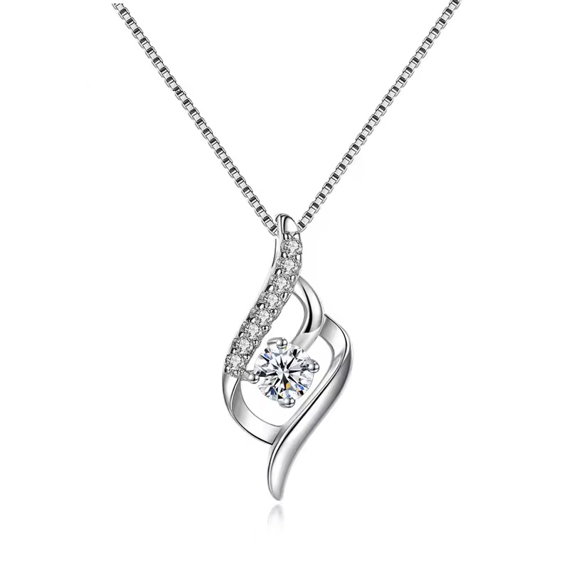 Collar Para Mujer Gota Cristal Fabricado En Plata 925 Con Estuche