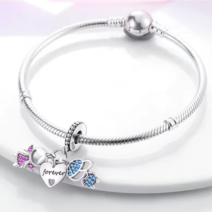 Charm Dije Familia Niños Hermanos Por Siempre En Plata 925