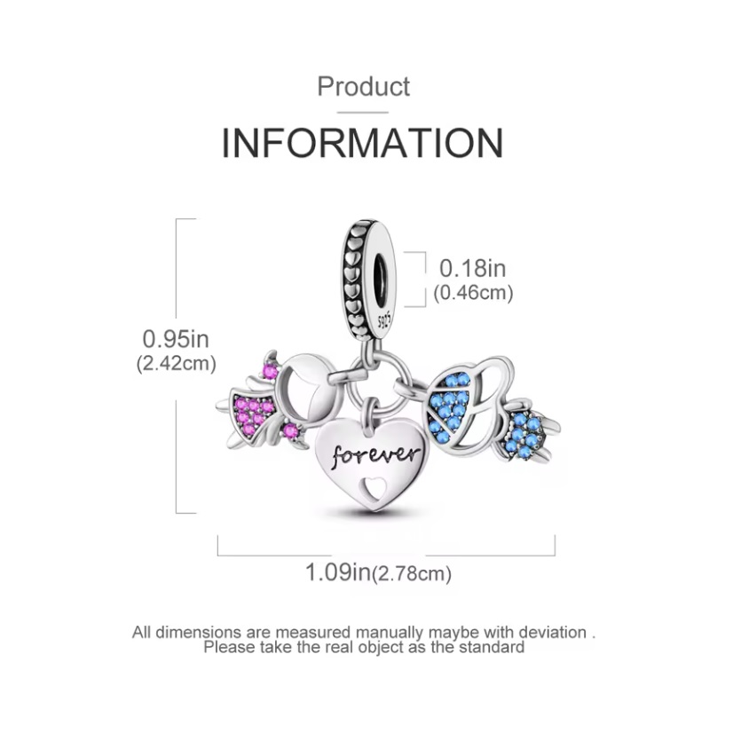 Charm Dije Familia Niños Hermanos Por Siempre En Plata 925