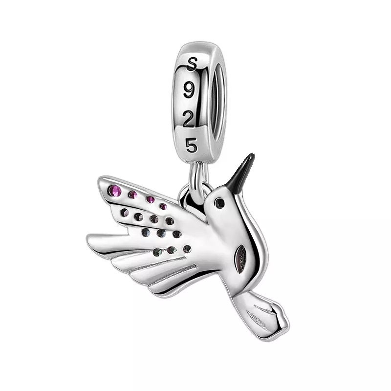 Dije Charm Pájaro Colibrí Fabricado En Plata 925