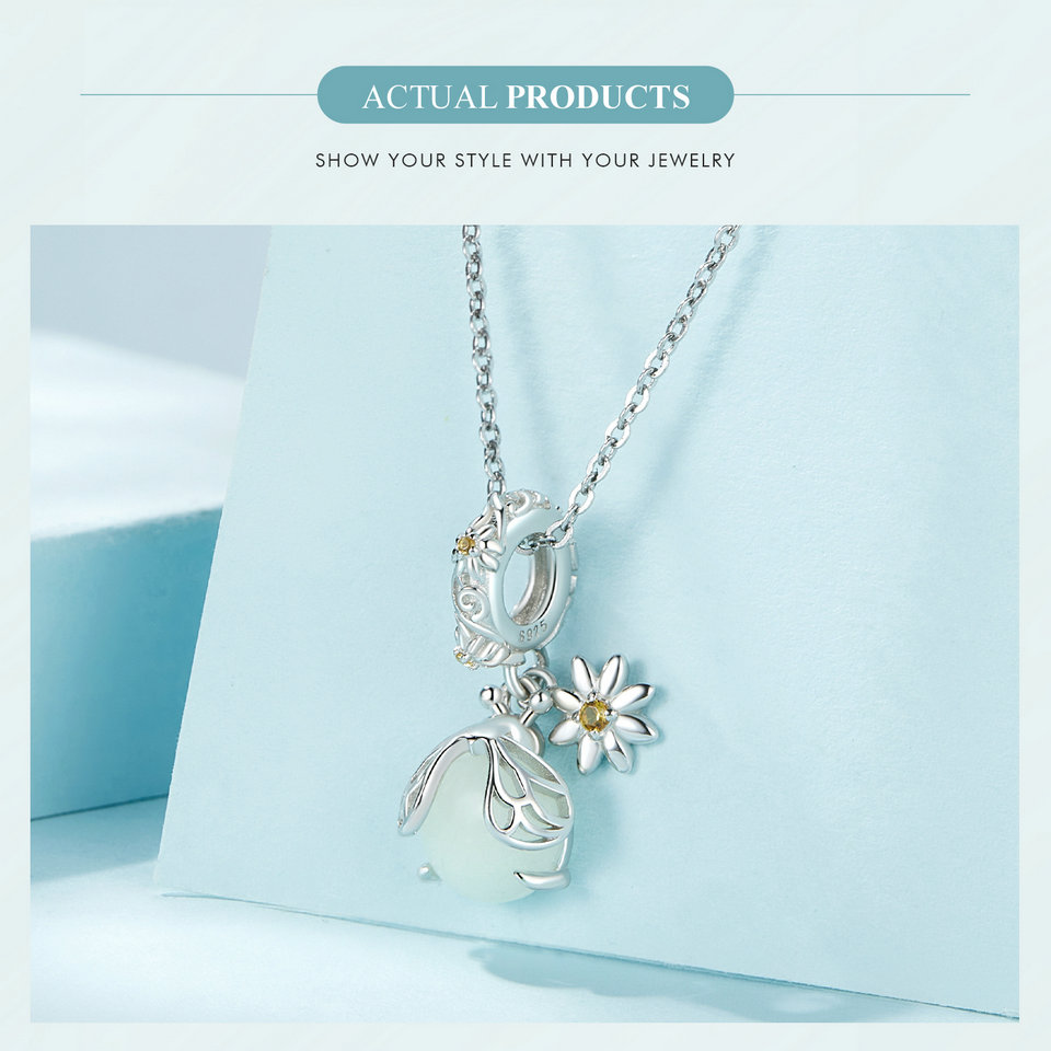 Charm Dije Para Mujer Luciérnaga Brilla Oscuridad Plata 925