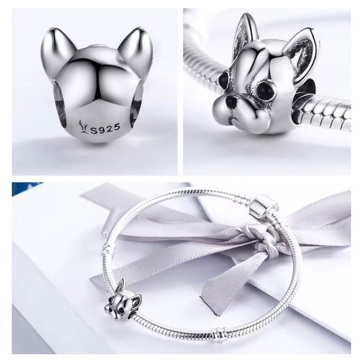 Dije Charm Perro Bulldog Francés Fabricado En Plata 925